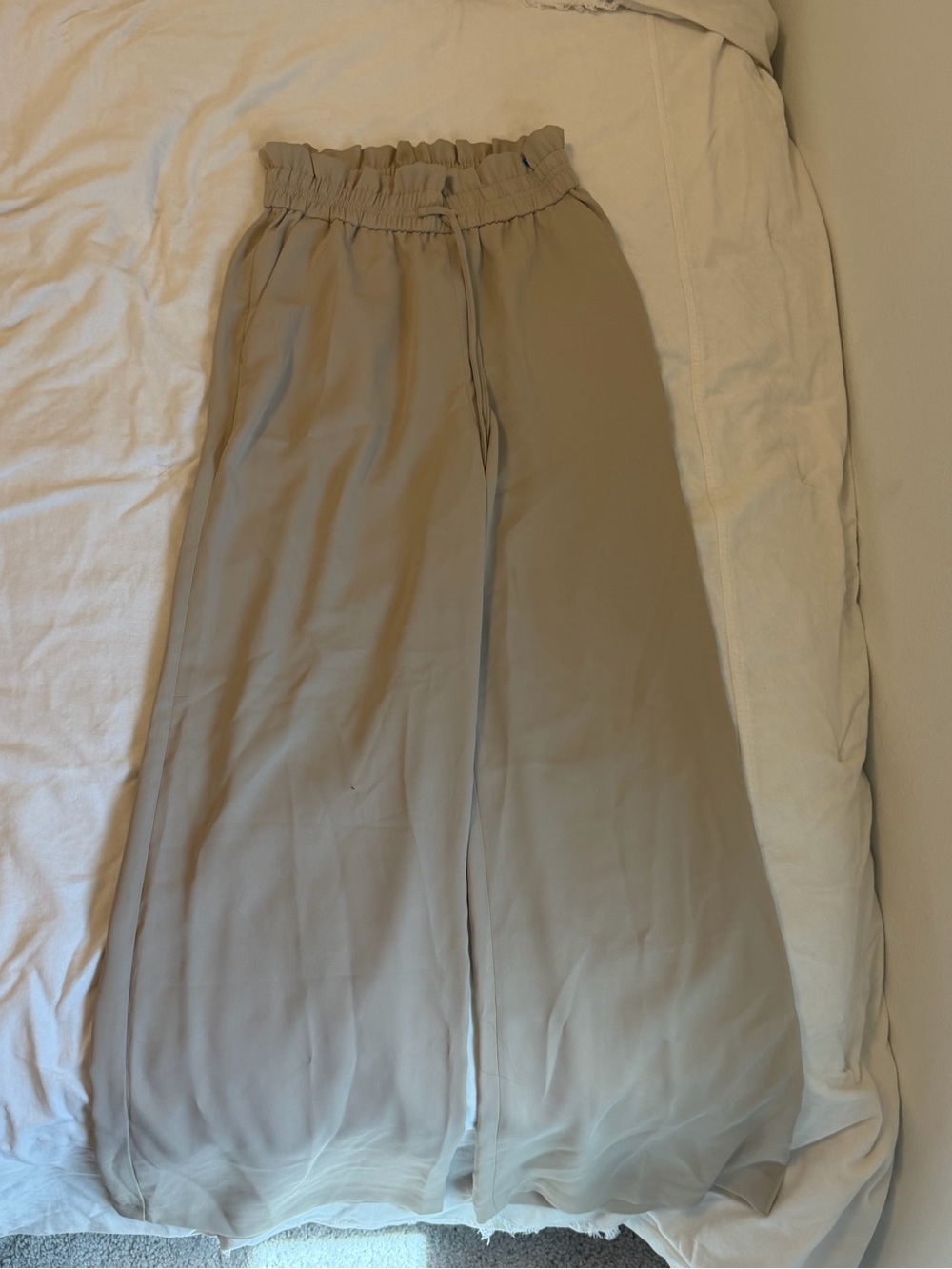 Express Taupe Paperbag Waist Wide-Leg Pants